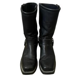 Vintage Chippewa Boots Mens 10 D Black Leather Engineer Hardness Vibram USA